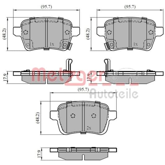 1170836 Metzger Гальмівні колодки для Fiat 500