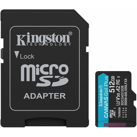 Карта пам’яті Kingston Canvas Go! Plus MicroSD 512 ГБ з SD-адаптером SDCG4/512GBSP