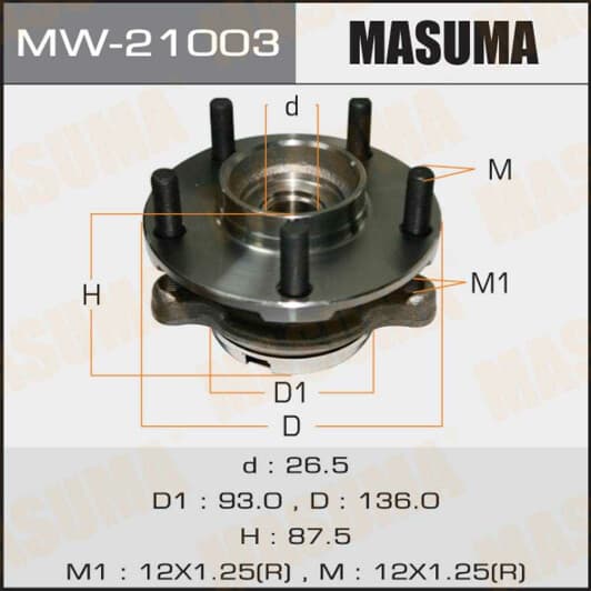 MW21003 MASUMA Комплект ступицы колеса