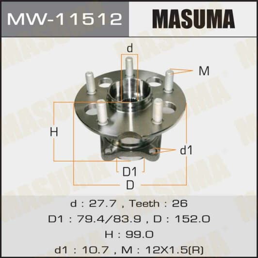 MW11512 MASUMA Комплект ступицы колеса