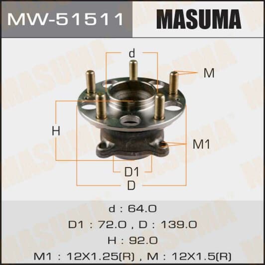 MW51511 MASUMA Комплект ступицы колеса