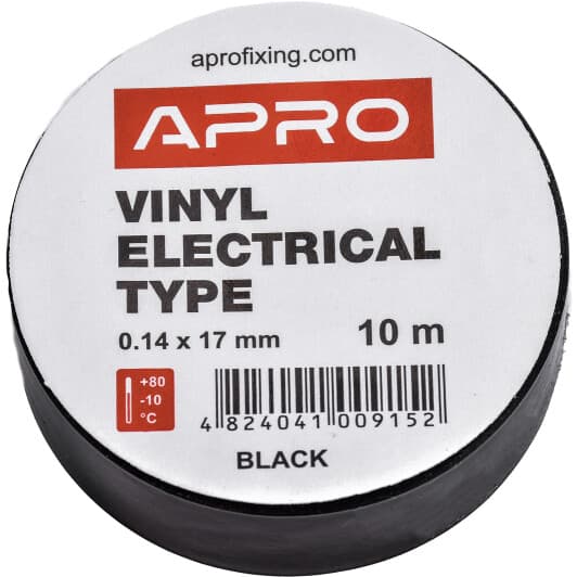 Ізоляційна стрічка Apro et10black чорна ПВХ 17 мм x 10 м