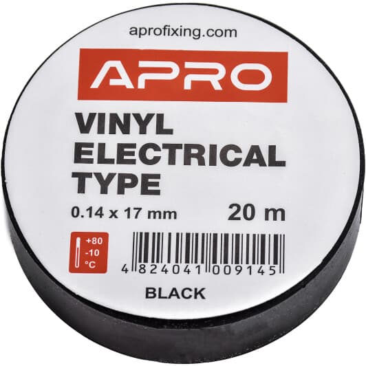 Изолента Apro et20black черный ПВХ 17 мм x 20 м