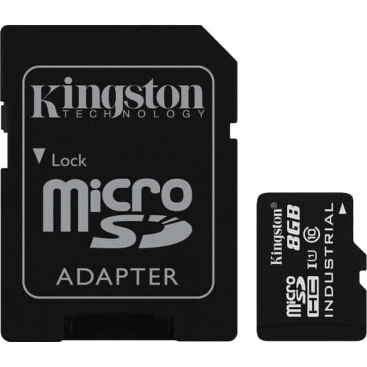 Карта пам’яті Kingston Industrial microSDHC 8 ГБ з SD-адаптером