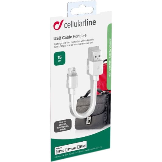 Кабель CellularLine Portable USBDATACTRMFIIPH5 USB - Apple Lightning 0,15 м