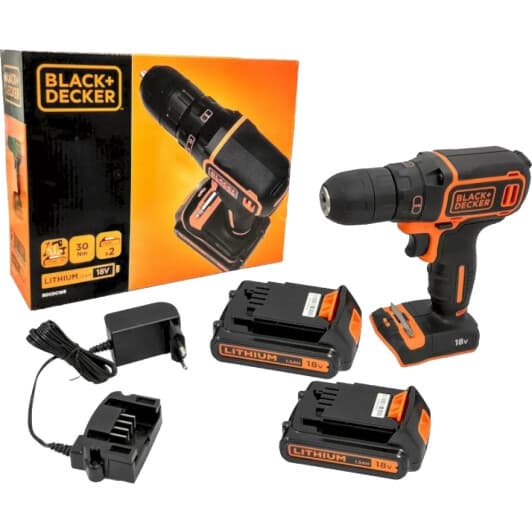 Шурупокрут BLACK+DECKER акумуляторний BDCDC18B (2 акумулятори + ЗП)