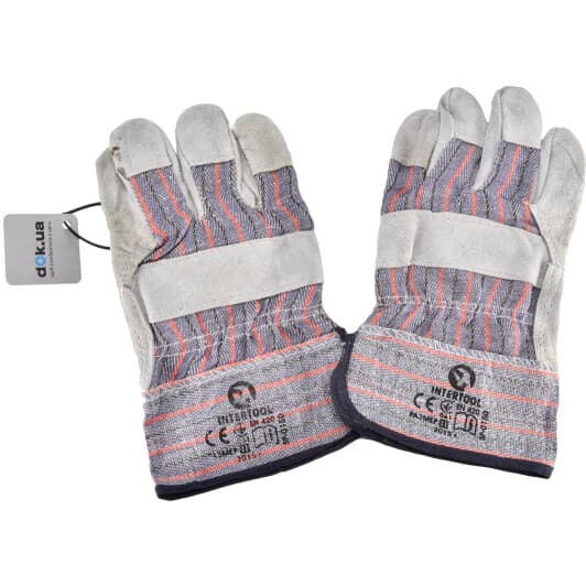 Перчатки рабочие Intertool замшевые с коттоновыми вставками синие