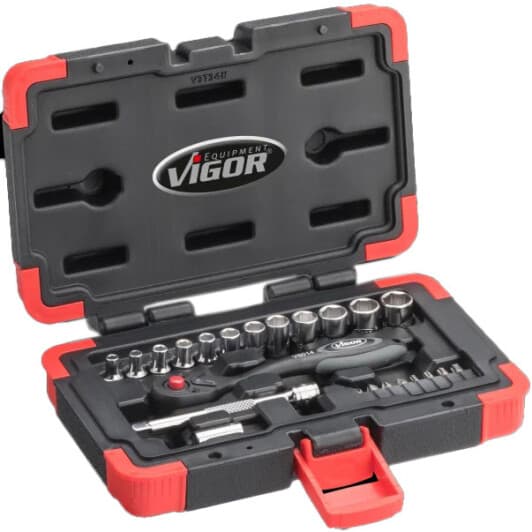 Набір торцевих головок та компонентів Vigor V3734N 1/4" (23 пр.)
