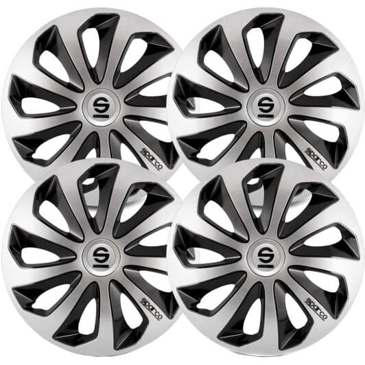 Комплект колпаков на колеса Sparco Sicilia цвет серебристый + черный R13