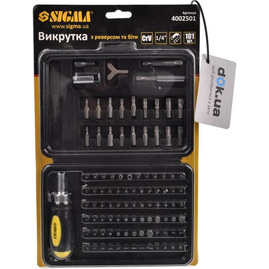 Викрутка реверсивна з набором бит Sigma 4002501