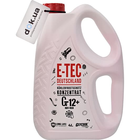 E-TEC Glycsol G12+ червоний 4 л концентрат антифризу