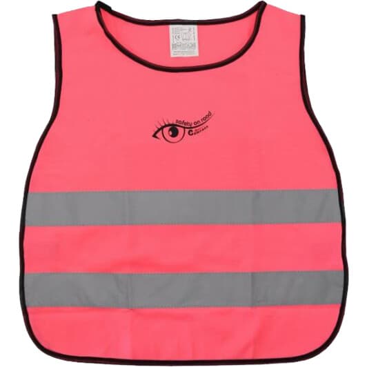 Жилет светоотражающий Compass розовый детский с горизонтальными полосами