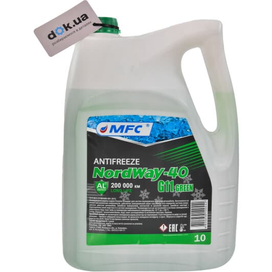 МФК NordWay G11 зелений -40 °C, 10 л (30815) готовий антифриз