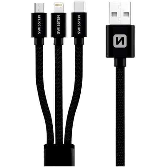 Кабель 3 в 1 Swissten USB - Apple Lightning - type-C - Micro USB DOSWS72501101 1,2 м
