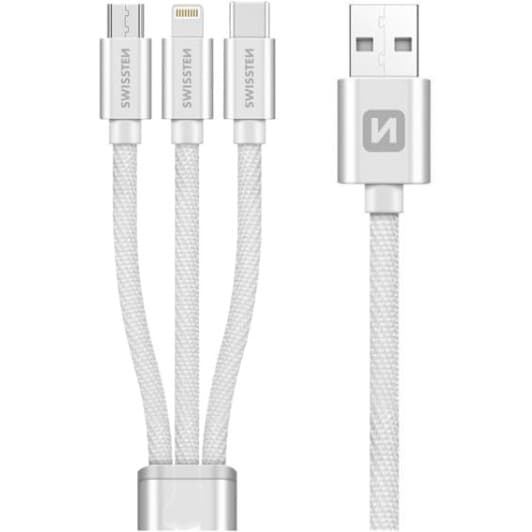 Кабель 3 в 1 Swissten USB - Apple Lightning - type-C - Micro USB DOSWS72501102 1,2 м