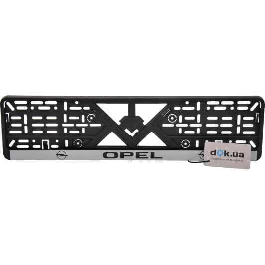 Рамка номерного знака Штурмовик 18406 цвет чёрный с серебристым на Opel