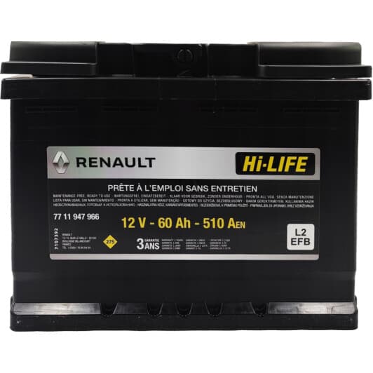 Акумулятор Renault / Dacia 6 CT-60-R L2 7711947966