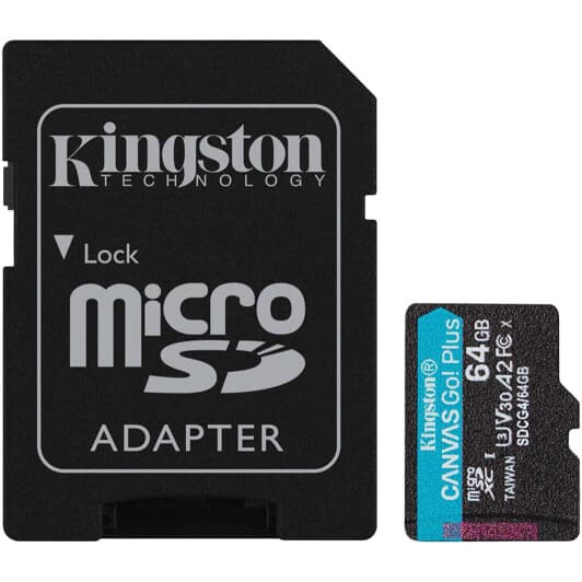 Карта памяти Kingston Canvas Go! Plus microSDXC 64 ГБ с SD-адаптером SDCG4/64GB