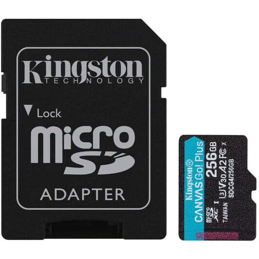 Карта памяти Kingston Canvas Go! Plus microSDXC 256 ГБ с SD-адаптером SDCG4/256GB