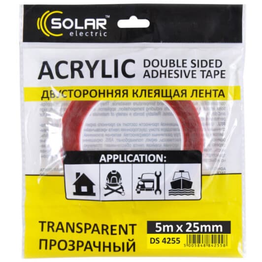 Двосторонній скотч Solar DS4255 на акриловій основі 25 мм x 5 м