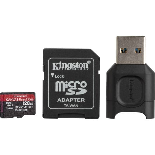 Карта пам’яті Kingston Canvas React Plus Kit microSDXC 128 ГБ з SD-адаптером