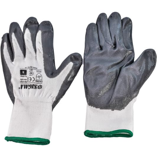 Перчатки рабочие Sigma трикотажные с нитриловым покрытием серые