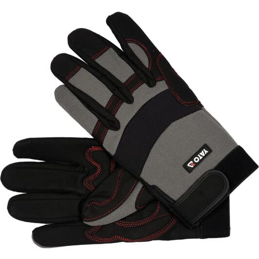 Перчатки рабочие Yato синтетические с кожаными вставками серые, XL 10" (YT-74664)