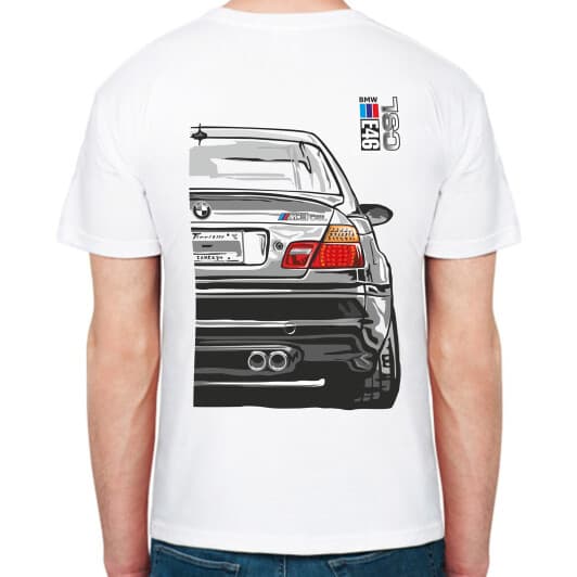 Футболка чоловіча Avtolife класична BMW E46 MotorSport White біла принт ззаду