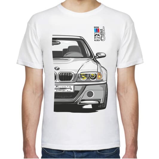 Футболка мужская Avtolife BMW E46 MotorSport White белая принт спереди и сзади