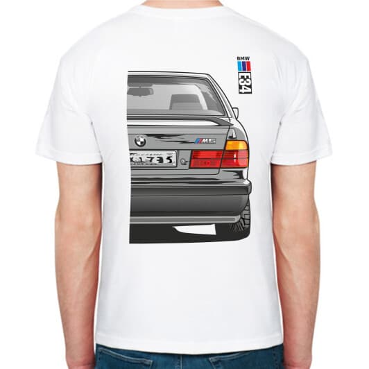 Футболка чоловіча Avtolife класична BMW E34 MotorSport White біла принт ззаду