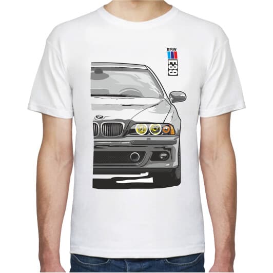 Футболка мужская Avtolife BMW E39 MotorSport ver2 White белая принт спереди и сзади