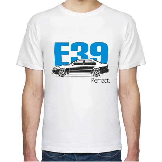 Футболка чоловіча Avtolife класична BMW E39 Perfect Blue біла принт спереду