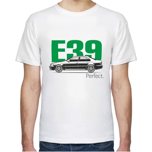 Футболка мужская Avtolife классическая BMW E39 Perfect Green белая принт спереди