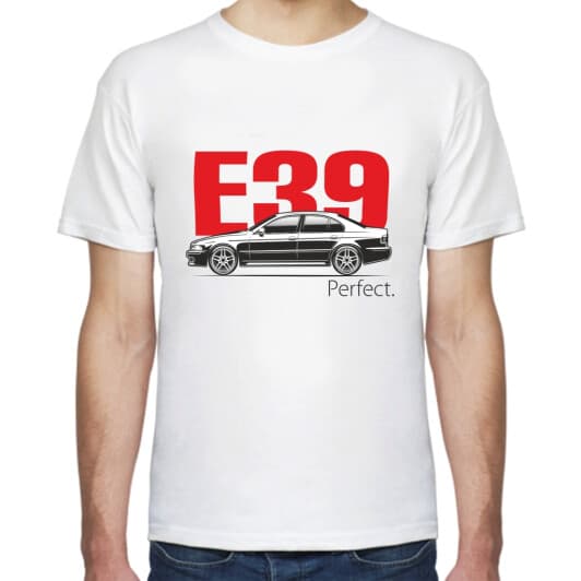 Футболка мужская Avtolife классическая BMW E39 Perfect Red белая принт спереди