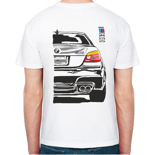 Футболка мужская Avtolife классическая BMW E60 MotorSport White белая принт сзади