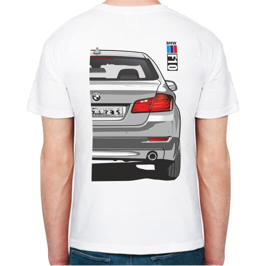 Футболка чоловіча Avtolife класична BMW F10 Stock White біла принт ззаду