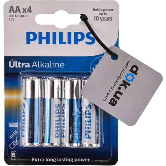Батарейка Philips Ultra Alkaline LR6E4B/10 AA (пальчиковая) 1,5 V 4 шт