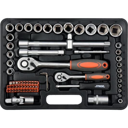 Набір бит та торцевих головок з тримачем та тріскачкою STHOR 58705 32 шт.