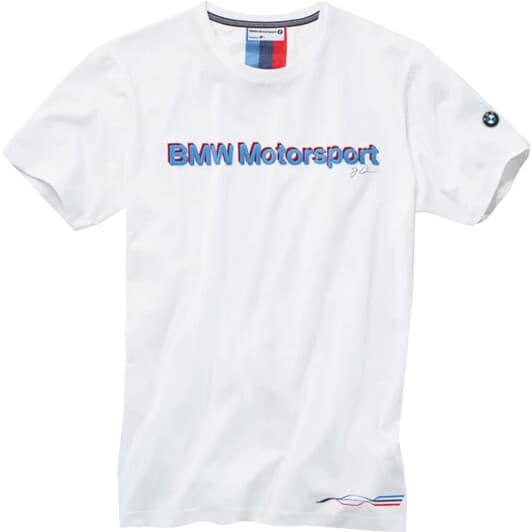 Футболка чоловіча BMW класична BMW Motorsport біла принт спереду