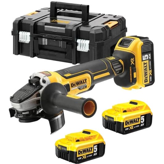 Болгарка аккумуляторная DeWALT DCG405P3 (3 аккумулятора + ЗУ + чехол) 125 мм
