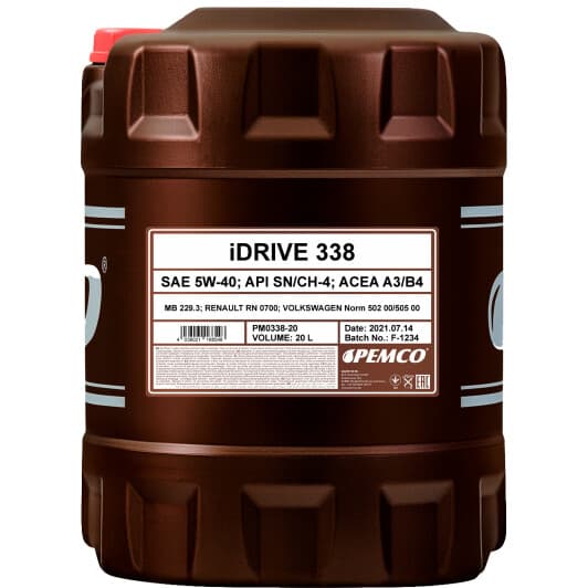 Pemco iDrive 338 5W-40 (20 л) моторное масло