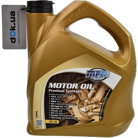 MPM Premium Synthetic 5W-40 (4 л) моторна олива