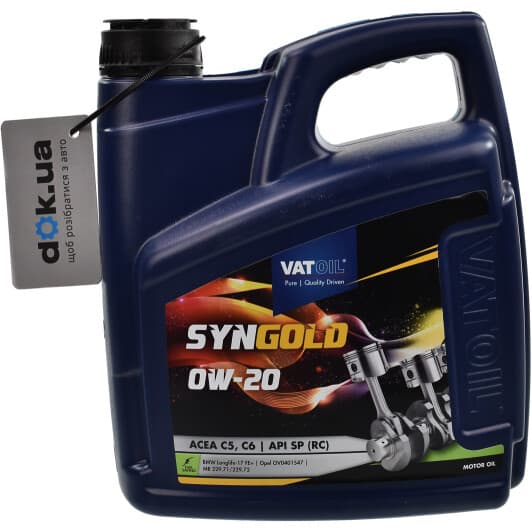 VatOil SynGold 0W-20 (4 л) моторна олива