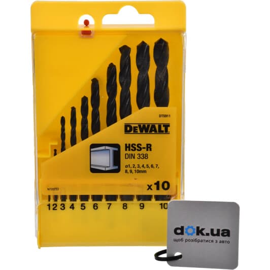 Набір свердл DeWALT спіральних по металу DT5911 1-10 мм 10 шт.