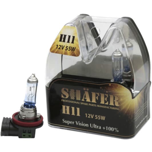Автолампа Shafer Super Vision Ultra +100% H11 PGJ19-2 55 W прозоро-блакитна SL3011
