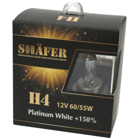 Автолампа Shafer Platinum White +150% H4 P43t 60 W прозрачная SL3004P