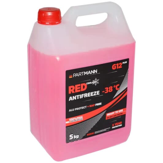 PARTMANN G12+ червоний -38 °C, 5 л (PM040003) готовий антифриз