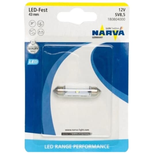 Автолампа Narva Range Performance LED SV8,5-8 0,6 W біла 18080-01B