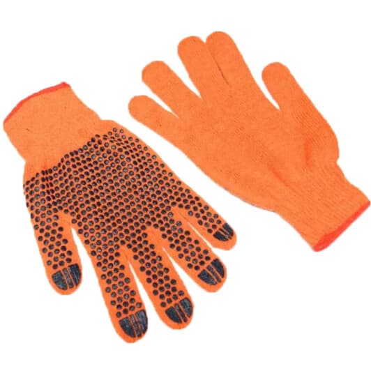 Перчатки рабочие Zollex хб с точками ПВХ оранжевые