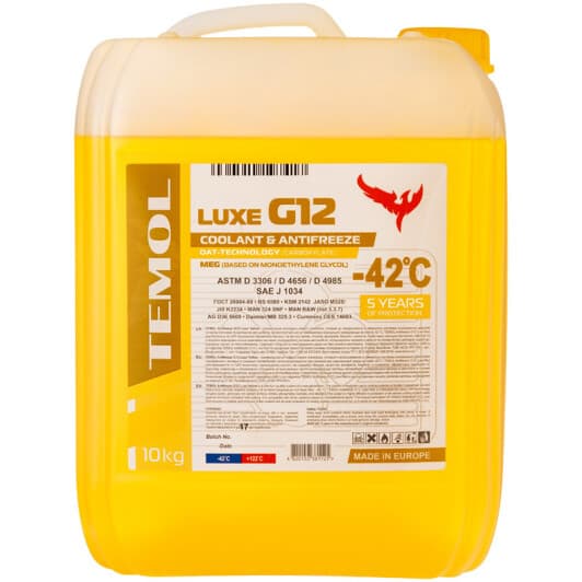 TEMOL Luxe G12 жовтий -42 °C, 10 л готовий антифриз